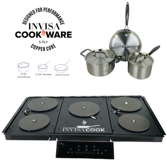 5 Burner Invisible Cooktop + 5 Piece Pan Set